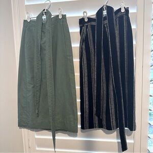 Set of 2 Linen Wrap Skirt from Gap Black Army Green Small